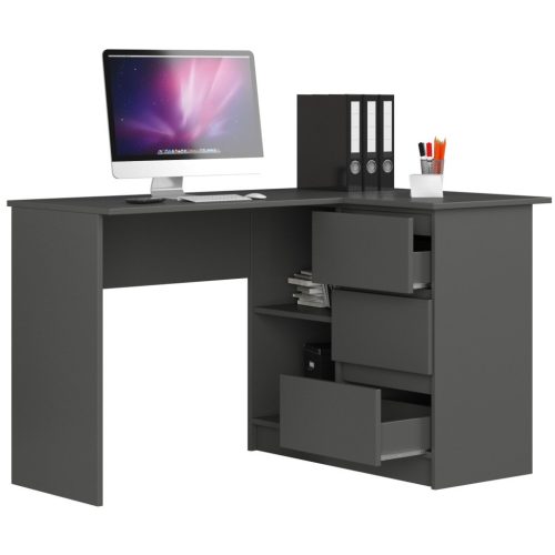 AKORD CLP B16 Sarok Íróasztal Laminált Grafitszürke