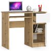 AKORD Piksel Artisan Számítógépasztal Laminált Tölgy-Fehér Kihúzható Billentyűzettartóval IP0PBIUABIPIKSPRA