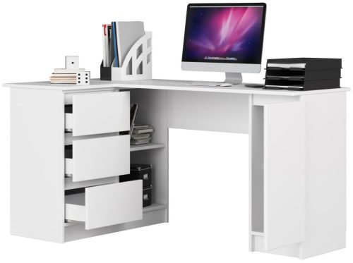 AKORD CLP B20 Balkezes Sarok Íróasztal Laminált Fehér
