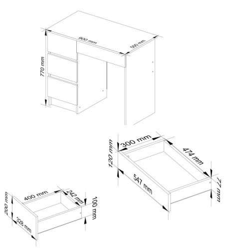 AKORD CLP A-7 Baloldali Számítógépasztal Laminált Fehér