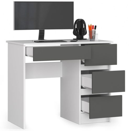 AKORD A-7 Kompakt Számítógépasztal Laminált Fehér-Grafitszürke