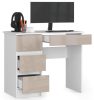 AKORD A-7 Számítógépasztal Laminált Fehér-Cappuccino Magasfényű 90 cm IP0PBIUCAPUPOLLEA