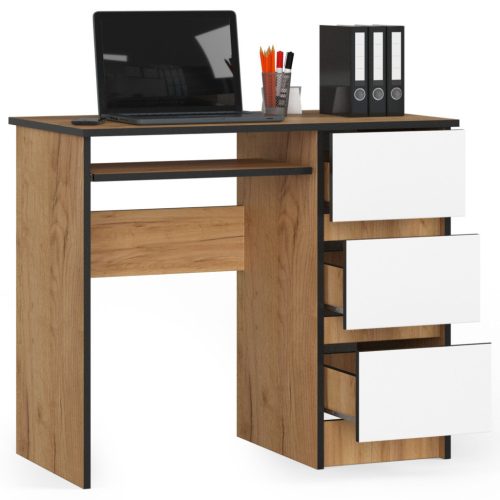 AKORD CLP A-6 Számítógépasztal Laminált Tölgy/Fehér Jobboldali