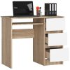 AKORD CLP A-6 Számítógépasztal Sonoma Tölgy Fehér Jobbos 90 cm