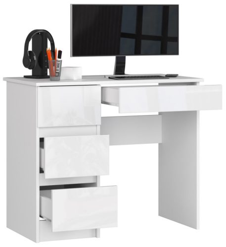 AKORD CLP A-7 Balkezes Íróasztal Magasfényű Fehér