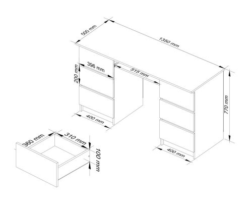 AKORD CLP A-11 Számítógépasztal Laminált Sonoma Tölgy 6 Fiókos
