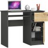 AKORD Piksel Kompakt Számítógépasztal Laminált Grafit Szürke/Artisan Tölgy Jobbos