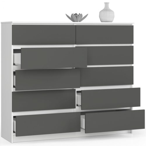 AKORD CLP 10-fiókos Komód Laminált Fehér-Szürke