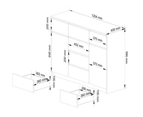 AKORD CLP K017 Modern Komód Laminált Fehér 6-Fiókos