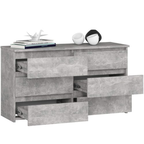 AKORD CL100 Beton Komód 6 Fiókos Laminált Matt