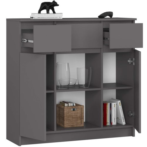 AKORD K100 Modern Komód Laminált Grafit-Szürke 6 Polcos