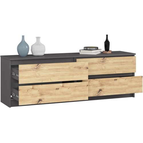 AKORD CLP K160 Komód Laminált Grafitszürke/Artisan Tölgy 4 Fiókos