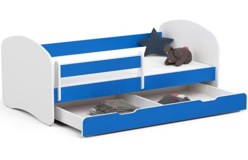AKORD Smile Gyermekágy 160x80 Kék Laminált Védőkorláttal