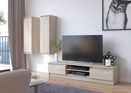 AKORD CLP Modern Sonoma Tölgy TV-állvány és Vitrin Szett