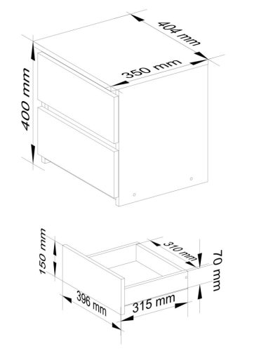 AKORD CLP CL2 Éjjeliszekrény Laminált Grafitszürke Artisan Tölgy