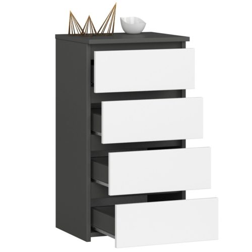 AKORD CL4 Komód Laminált Grafitszürke-Fehér 4 Fiókos