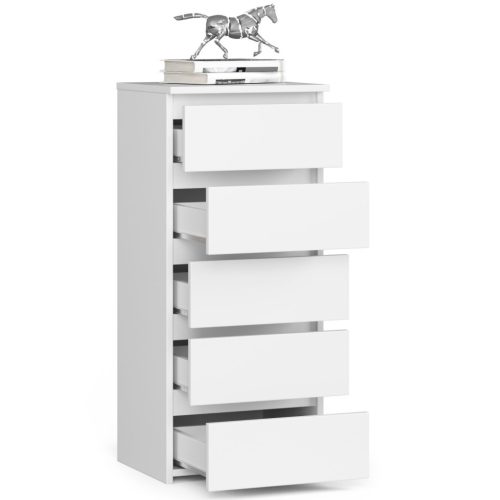 AKORD CL5 Keskeny Fiókos Komód Laminált Fehér Matt