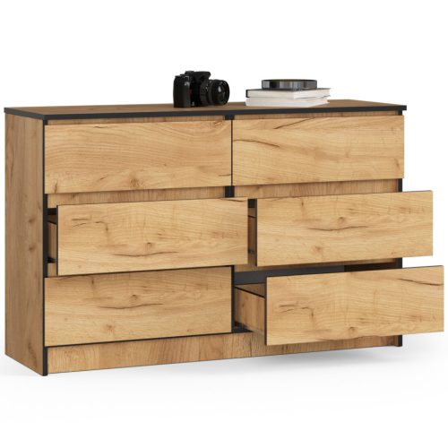 AKORD CLP K120 Tölgy Craft 6-Fiókos Komód