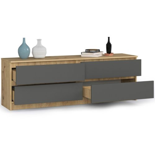 AKORD CLP Artisan Tölgy Komód 4 Fiókos Szürke Matt OP0LK-1604SZ-ARTSZA