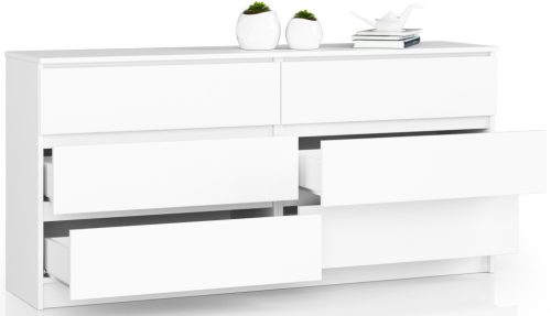 AKORD CLP K160 Komód 6 Fiókos Laminált Fehér