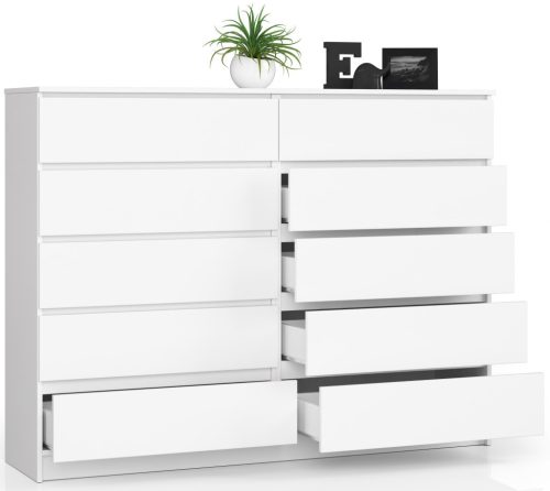 AKORD CLP K160 Komód Laminált Fehér 10 Fiókos