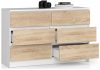 AKORD CLP K120 Komód 6 Fiókos Laminált Fehér-Sonoma Tölgy