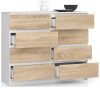 AKORD Modern 8 Fiókos Komód Laminált Fehér-Sonoma 120cm
