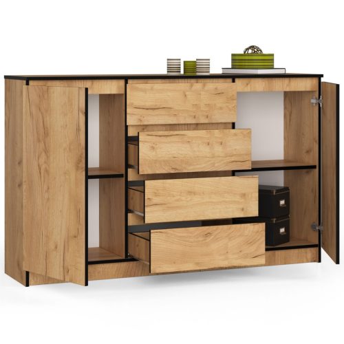 AKORD CLP Craft Tölgy Komód 160 cm 4 Fiókos 2 Ajtós Matt