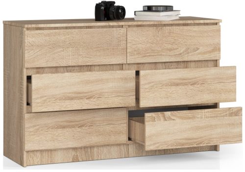 AKORD CLP K120 Komód 6 Fiókos Laminált Sonoma Tölgy