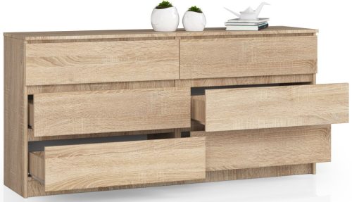 AKORD CLP K160 Komód Sonoma Tölgy 6-Fiókos Laminált
