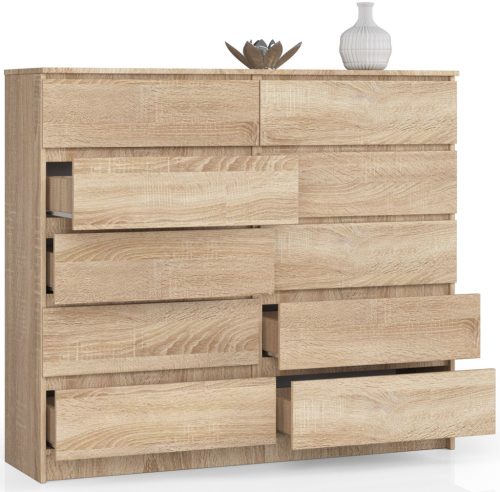 AKORD CLP K140 Komód Laminált Sonoma Tölgy 10 Fiókos