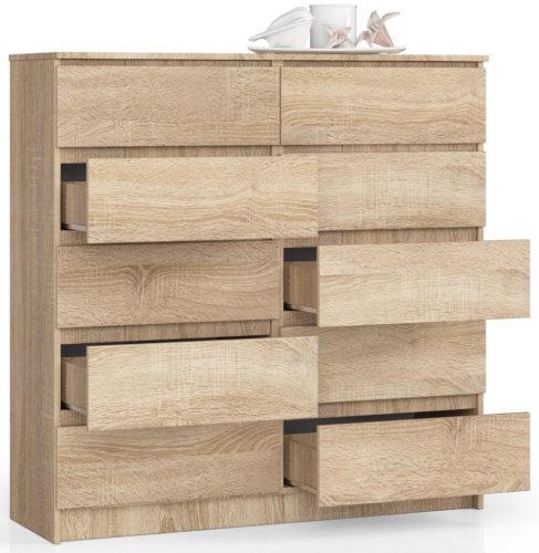 AKORD CLP K120 Komód Laminált Sonoma Tölgy 10 Fiókos