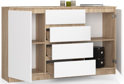 AKORD CLP Modern Komód Sonoma Tölgy Fehér 160cm