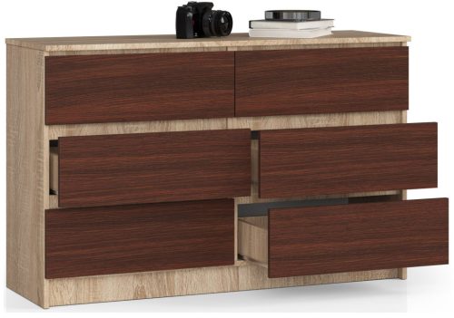 AKORD CLP 6-Fiókos Komód Sonoma Tölgy/Wenge Laminált