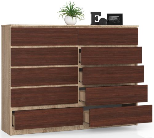 AKORD CLP Sonoma Tölgy/Wenge Fiókos Komód 10 Fiókkal