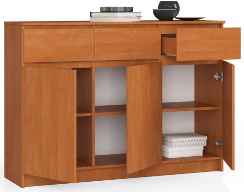 AKORD CLP Modern Komód Laminált Éger 3 Ajtós 3 Fiókos