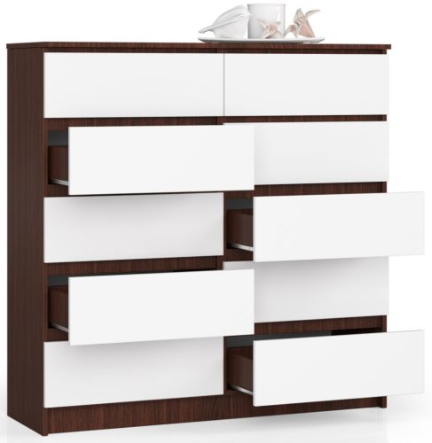AKORD CLP K120 Komód Laminált Wenge-Fehér 10 Fiókos
