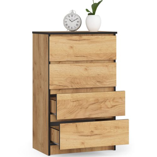 AKORD CLP Craft Tölgy Komód 4 Fiókos 60cm