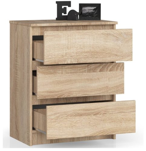 AKORD CLP K60 Komód Sonoma Tölgy 3 Fiókos Laminált