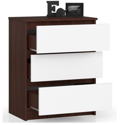 AKORD CLP Komód 3 Fiókos Laminált Wenge-Fehér