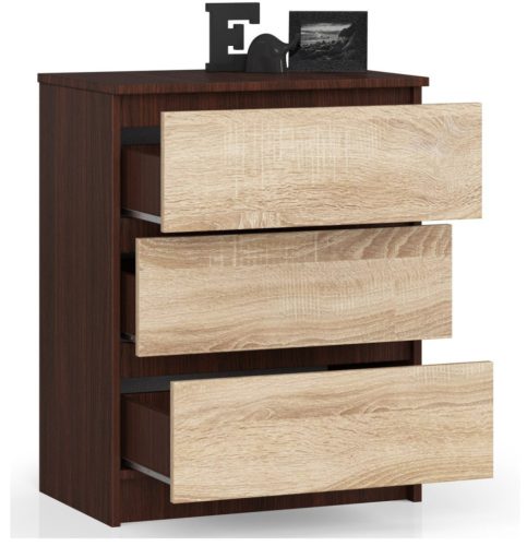 AKORD CLP Komód 3 Fiókos Laminált Wenge-Sonoma Tölgy