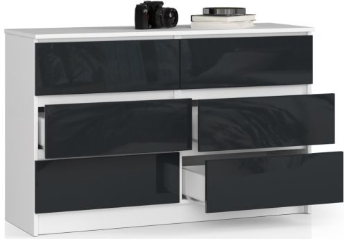 AKORD CLP 120 Komód 6 Fiókos Magasfényű Grafit MDF