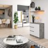 Jerry Modern Komód Laminált Beton-Fehér 3 Fiókos