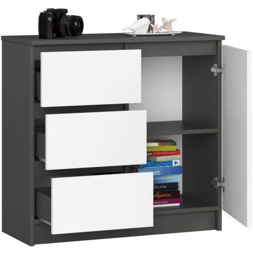 AKORD Jerry Modern Komód Laminált Grafitszürke-Fehér