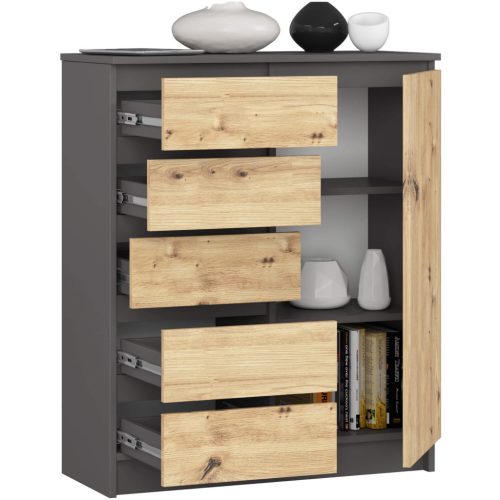 AKORD CLP K80 Komód Laminált Grafit-Artisan Tölgy