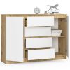 AKORD CLP Artisan Komód 138 Laminált Tölgy-Fehér 4 Fiókos