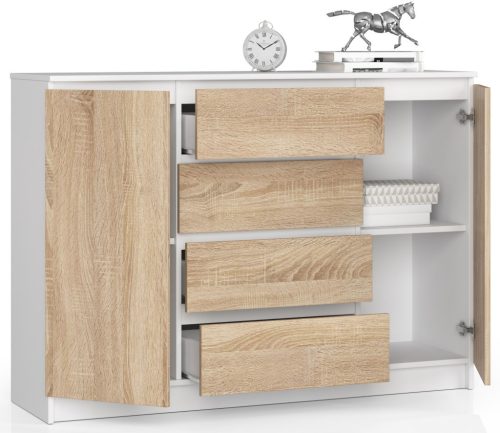 AKORD CLP K140 Komód Laminált Fehér-Sonoma Tölgy