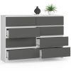 AKORD CLP K140 Modern Komód Laminált Fehér-Szürke 8-Fiókos