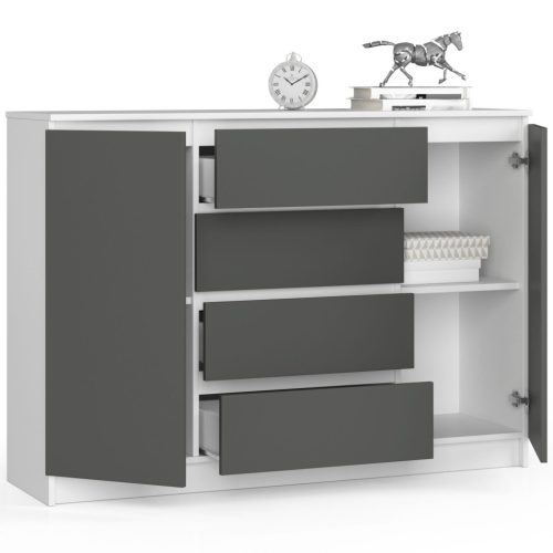 AKORD CLP Modern Komód Laminált Fehér-Szürke Matt