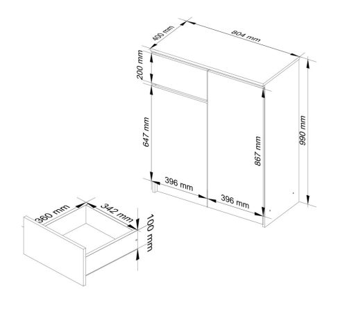 AKORD CLP K80 Sonoma Tölgy Komód Laminált Fiókos